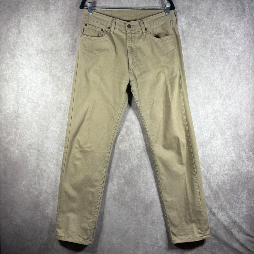 Levi's Pants‎ Mens 33x34 Khaki 505 Regular Fit Straight Leg Twill Denim Jeans